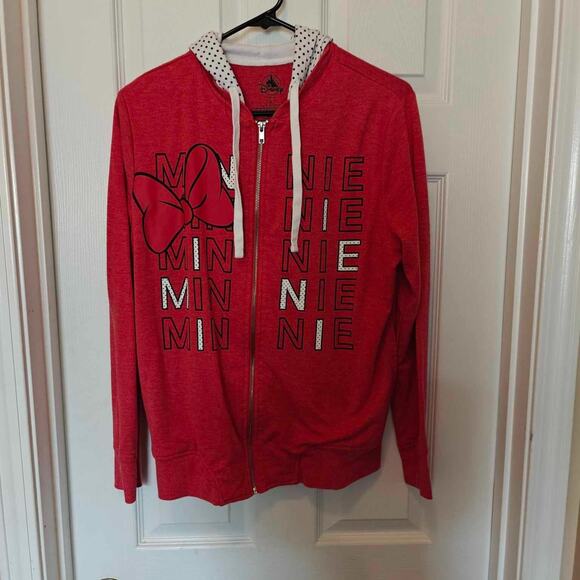 Disney Minnie Mouse Womens Large Double Layered Hoodie Sweatshirt Full Zip - Picture 1 of 7